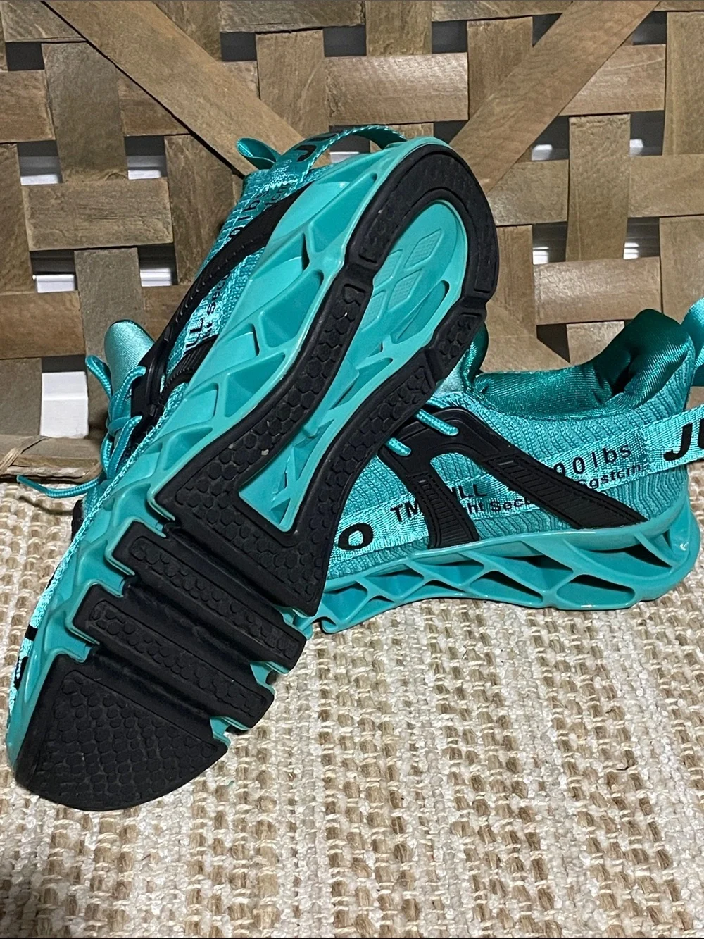 SO Women's Teal Athletic Sneakers with Text Accent